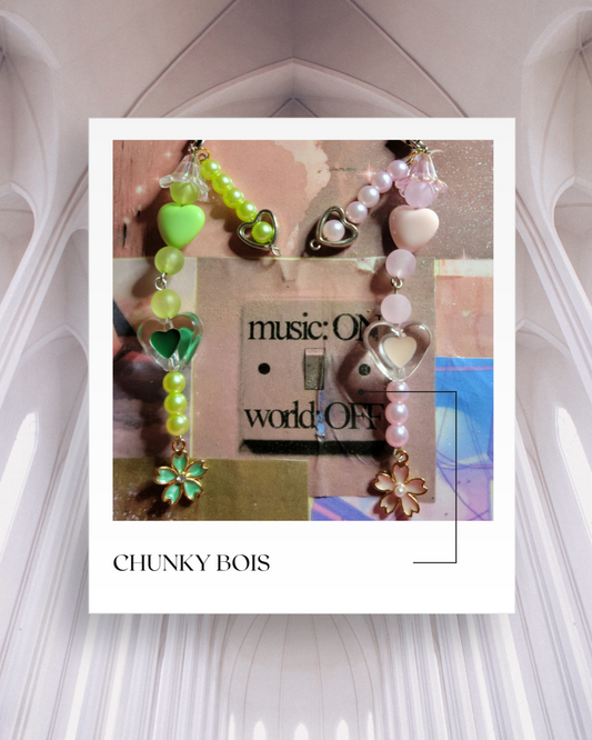 Pink n' Green Chunky Matching phone charms